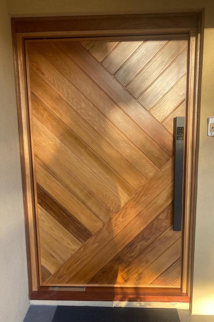 Custom shiplap timber door detail